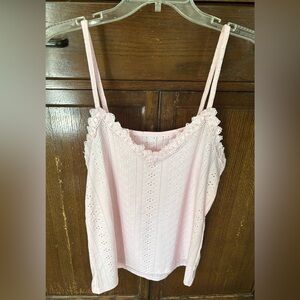 Pink Eyelet Lace Trim Cami Top